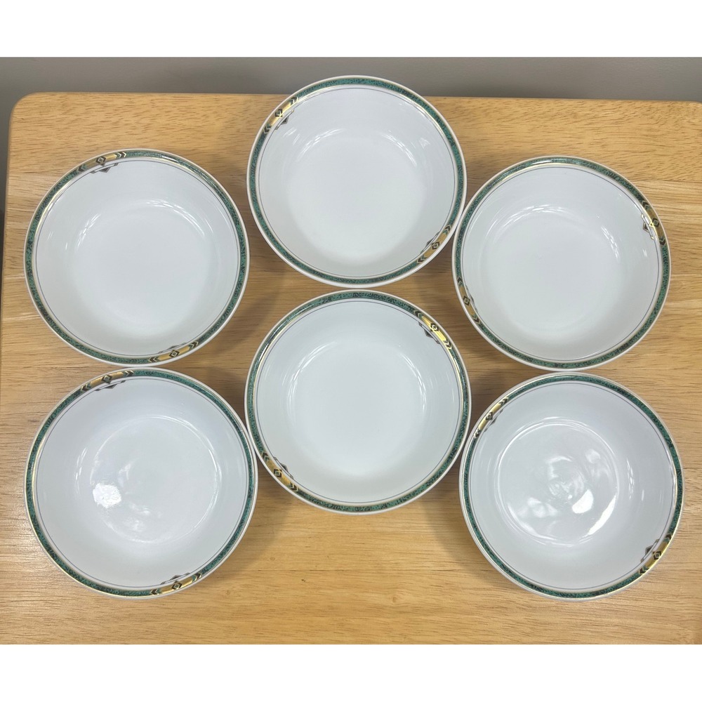 VTG‎ 60s Eschenbach Fruit Bowls SET/6 White Green Gold Porcelain Germany Neutral